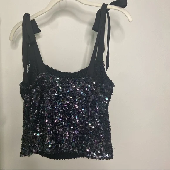 FREE PEOPLE Hey Girl Sequin Cami in Night Size M - Picture 4 of 5